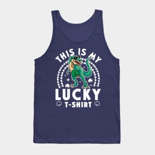 This Is My Lucky Shirt Kids Funny Dinosaur St Patrick's Day Tank Top